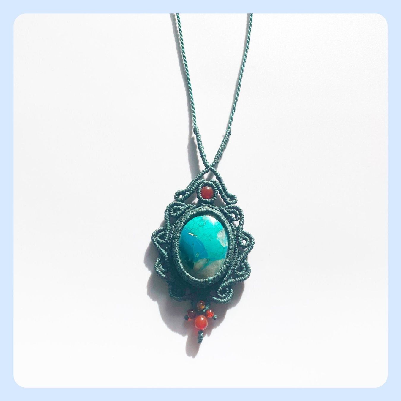 Catenine: Chrysokoll Kette Makramee, Chrysokoll – Nuovo e nell'imballaggio originale da Zürich venduto da MEVAS-Schmuck
