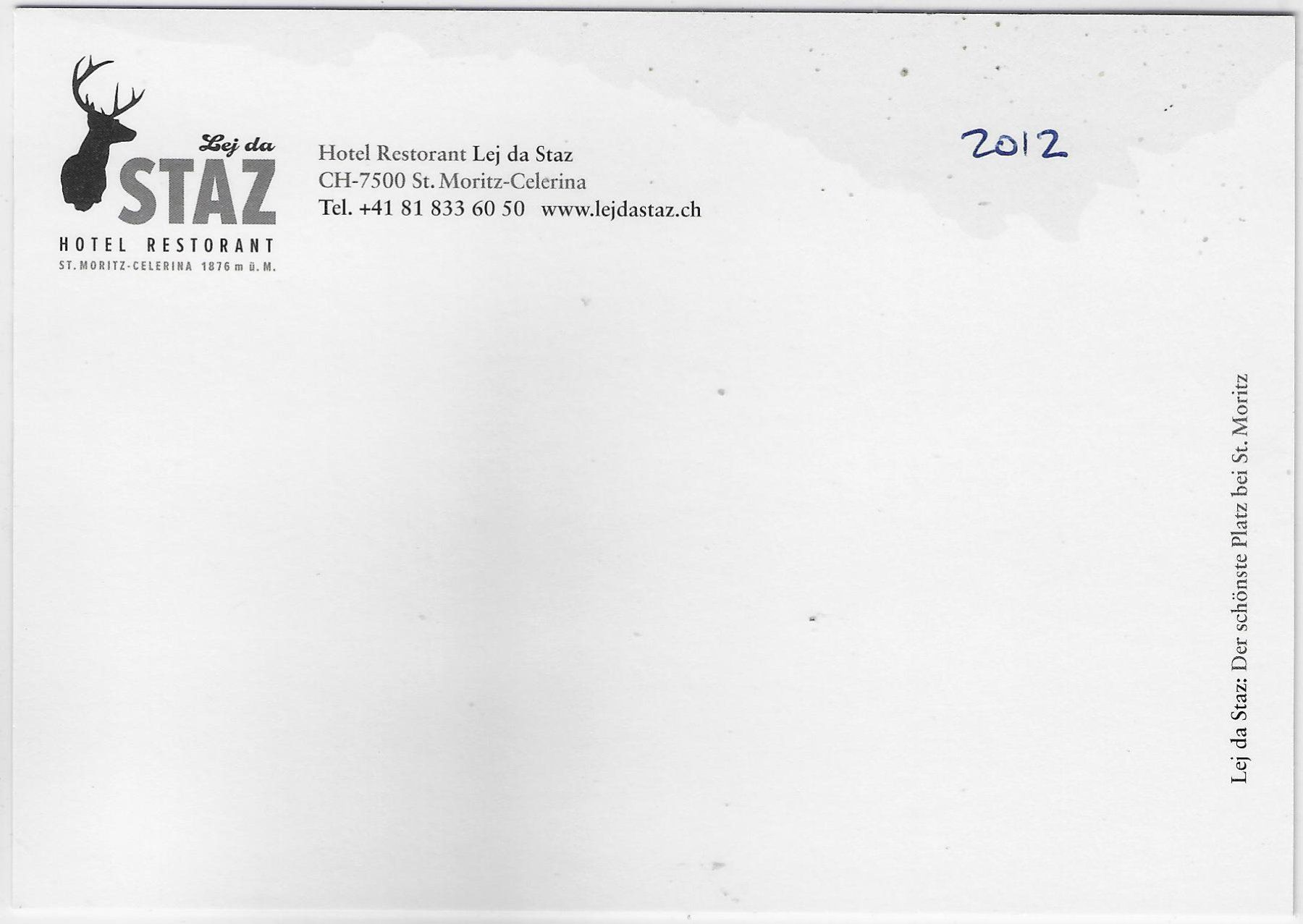 Cartoline postali: Hotel Restorant Lej da Staz - St. Moritz-Celerina – Usato da Ettingen venduto da Kartenplanet 1