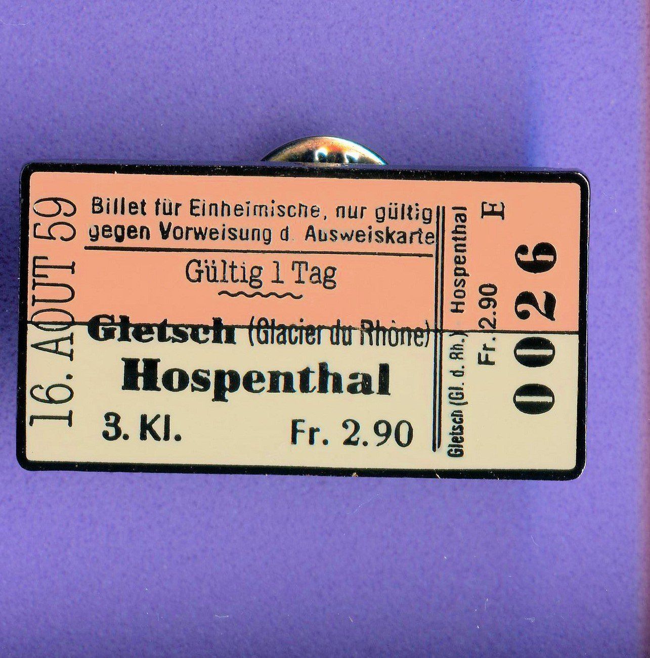 Placchette & Badge: Billett  Hospenthal - Gletsch – Usato da Winterthur venduto da Sammleroase