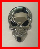 3D Totenkopf Aufkleber Silber Schwarz Sticker Skull Skelett
