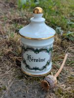Seltenes Wunderschönes Apothekengefäß Limoges Héroïne 13x7 ☠