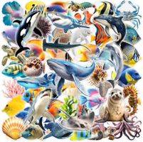50 Aufkleber Sticker - Meerestiere