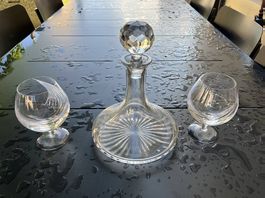 Carafe et 2 verres en cristal