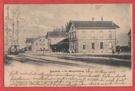 St. Margarethen - Bahnhof mit Güter-Waggon - 1903
