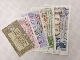 Schweizer Banknoten 5-100 Franken wenig gebraucht