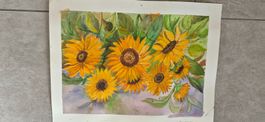 Watercolor sunflower