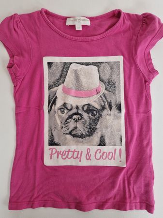 Mädchen T-Shirt Gr. 104 Hund Pink 100% Baumwolle