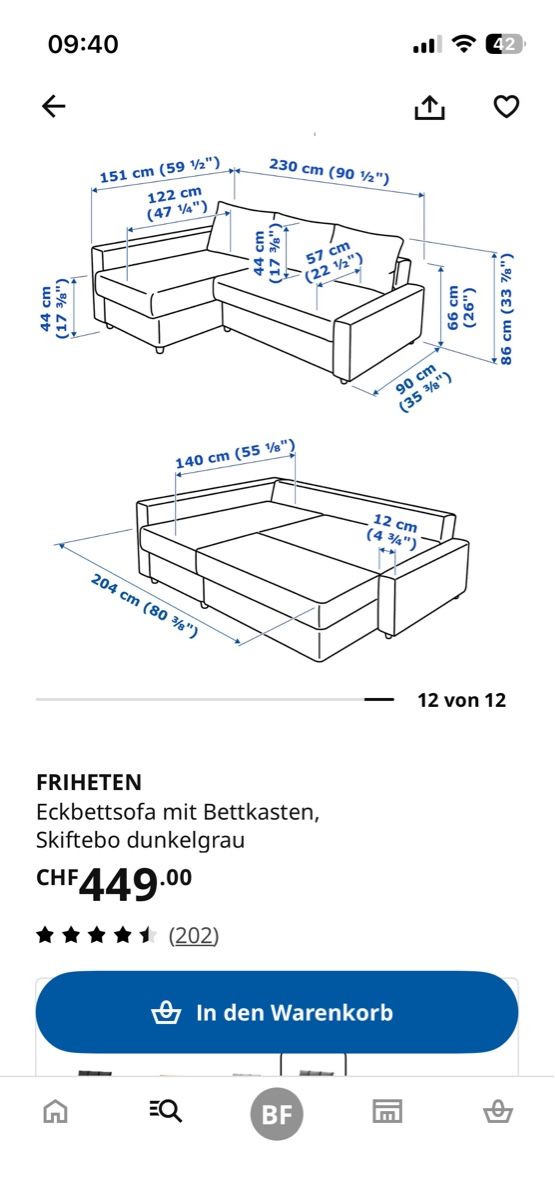 Ikea Divani: Bettsofa Ikea Friheten – Usato da Wiesendangen venduto da bettba 2