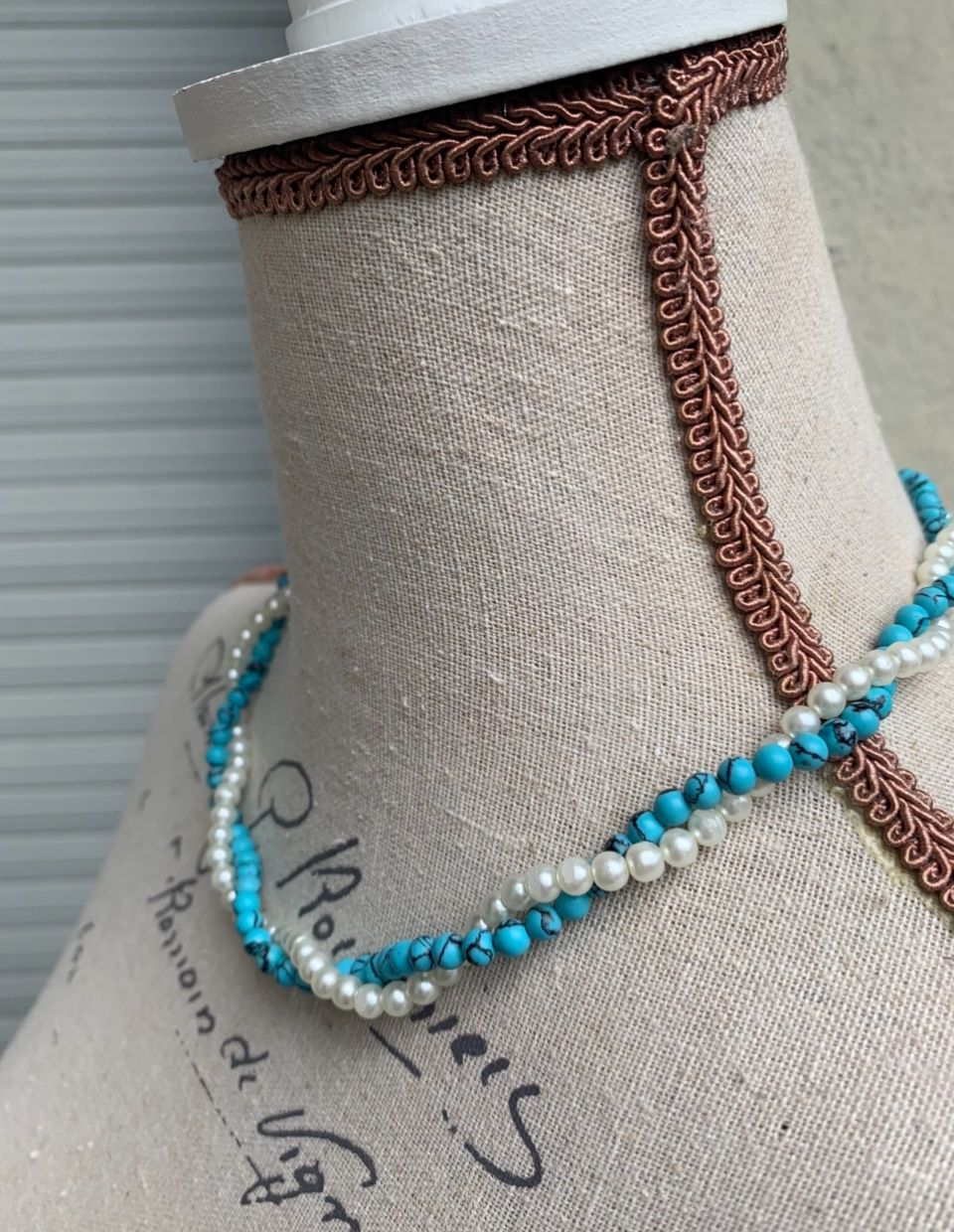 Catenine: Superbe collier vintage PERLE ET PIERRE TURQUOISE fermoir – Usato da Martigny venduto da only__you 4