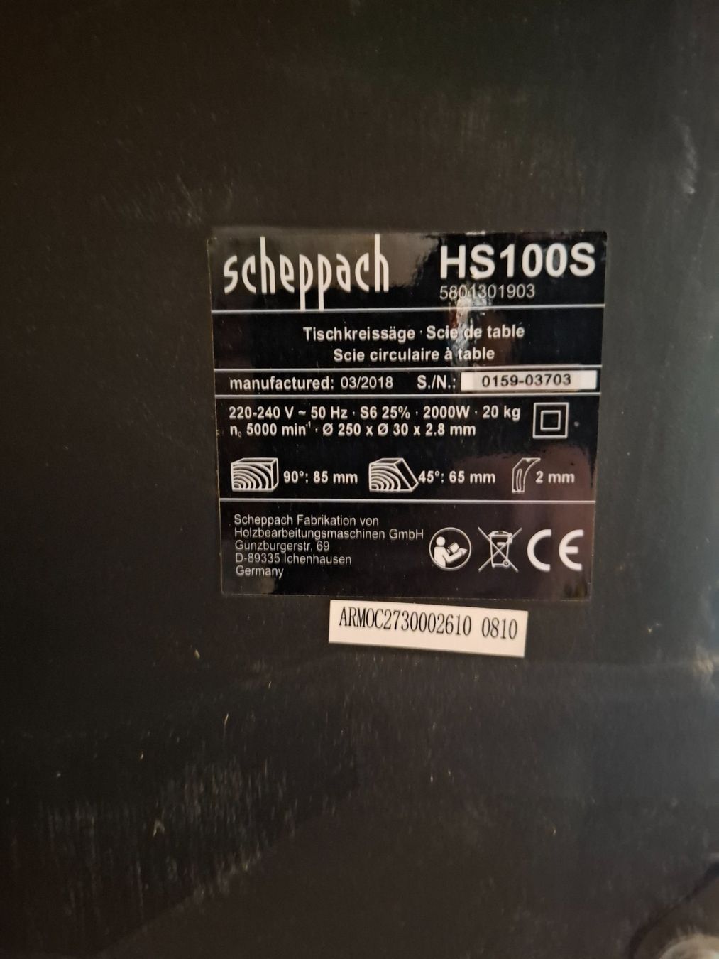Scheppach Sägen: Scheppach Tischkreissäge HS100S 2000W mit Untergestell – Gebraucht aus Hunzenschwil von Fluz 4