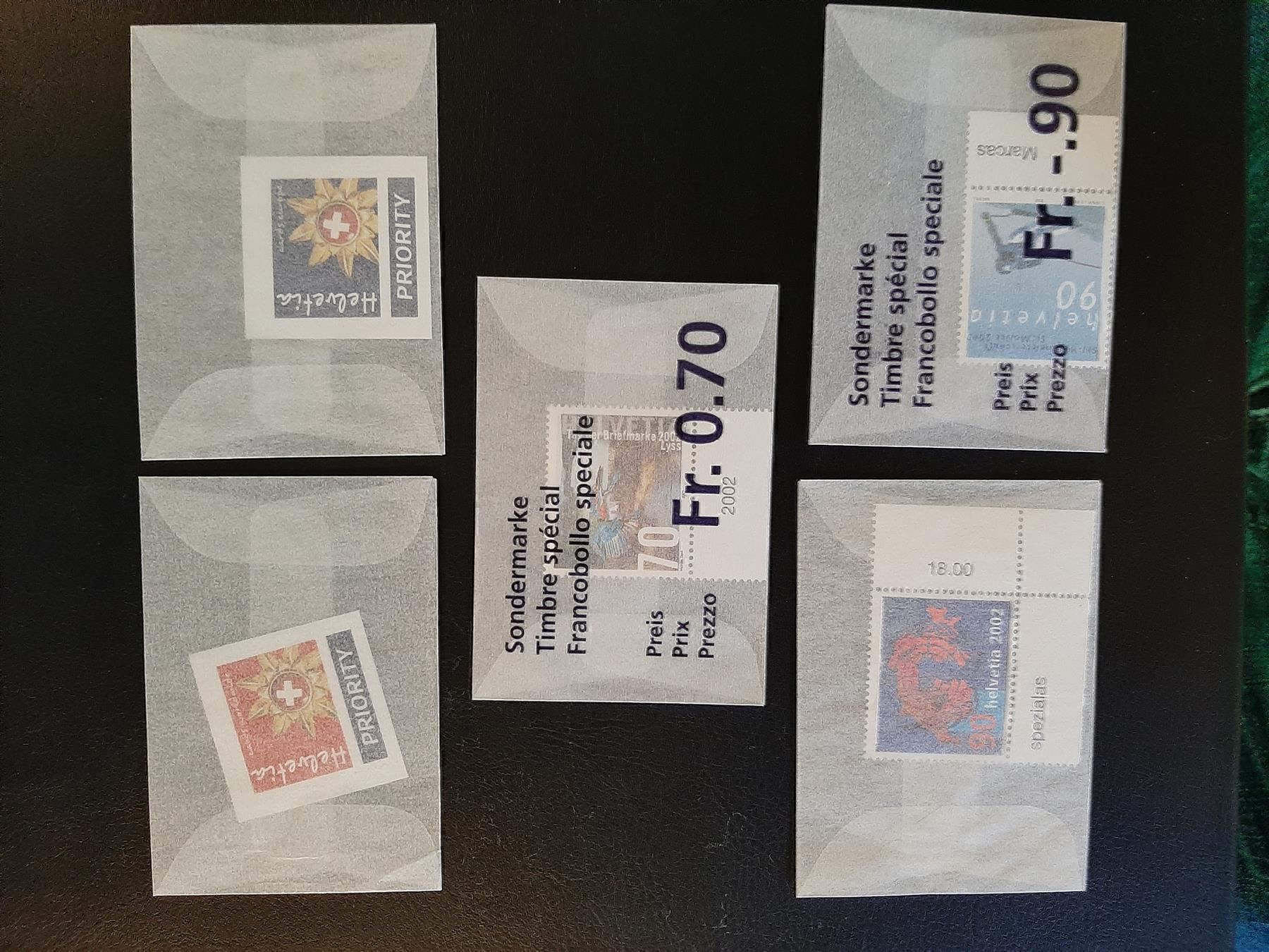 Tutti i francobolli: 2002 Diverse Sondermarken Postfrisch – Nuovo e nell'imballaggio originale da Affoltern am Albis venduto da Andrezc