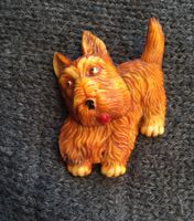 Terrier Hunde-Brosche mit beweglichem Kopf - Vintage