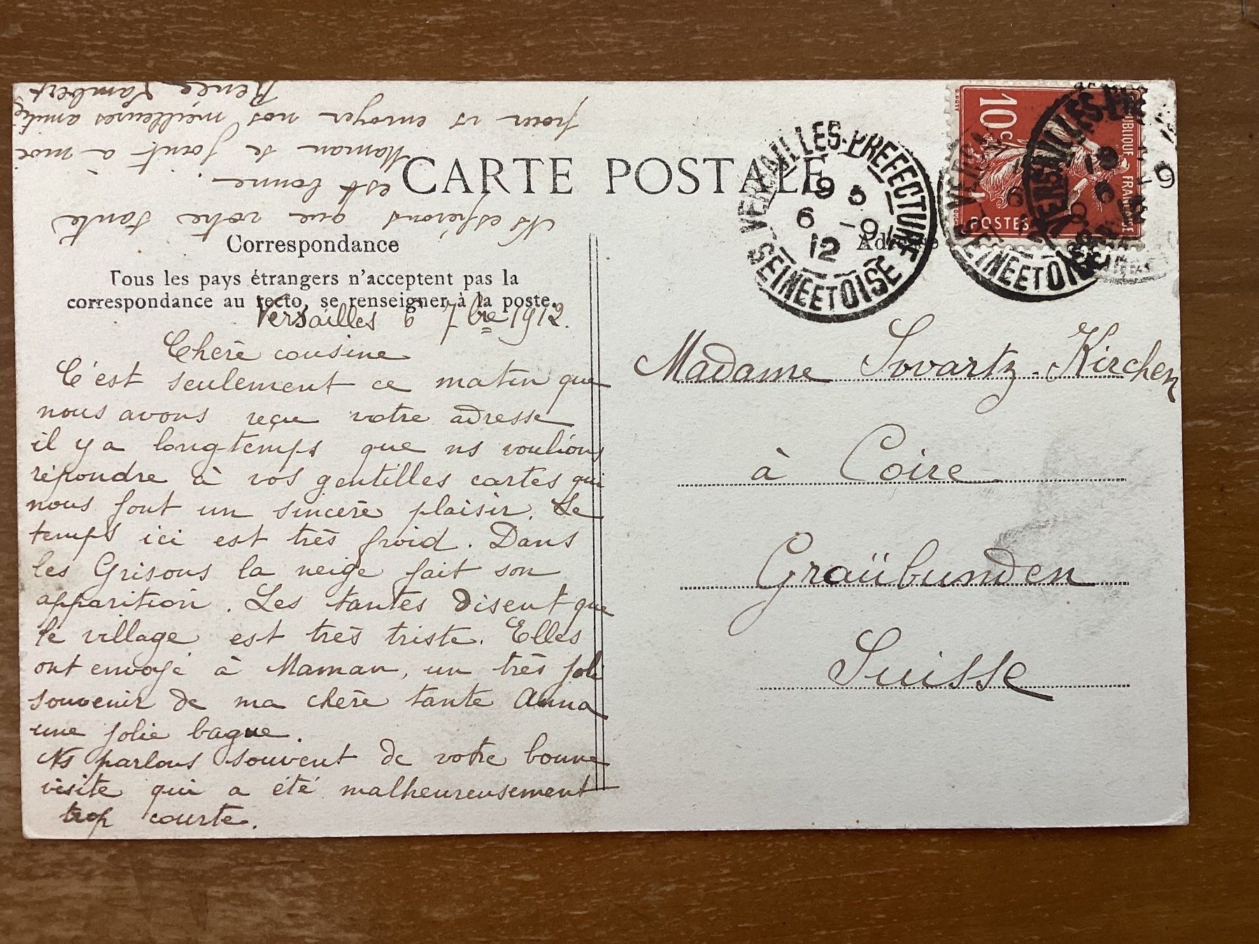 Cartoline postali: AK Versailles Tram 1912 – Usato da Zürich venduto da Tolima194 1
