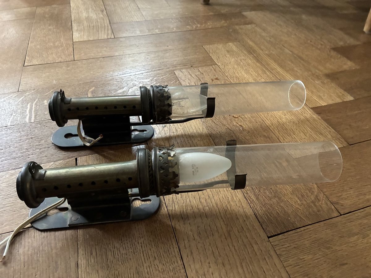 Lampen: Antike Eisenbahn-Wandlampen Messing – Gebraucht aus Riehen von J.-M. 5