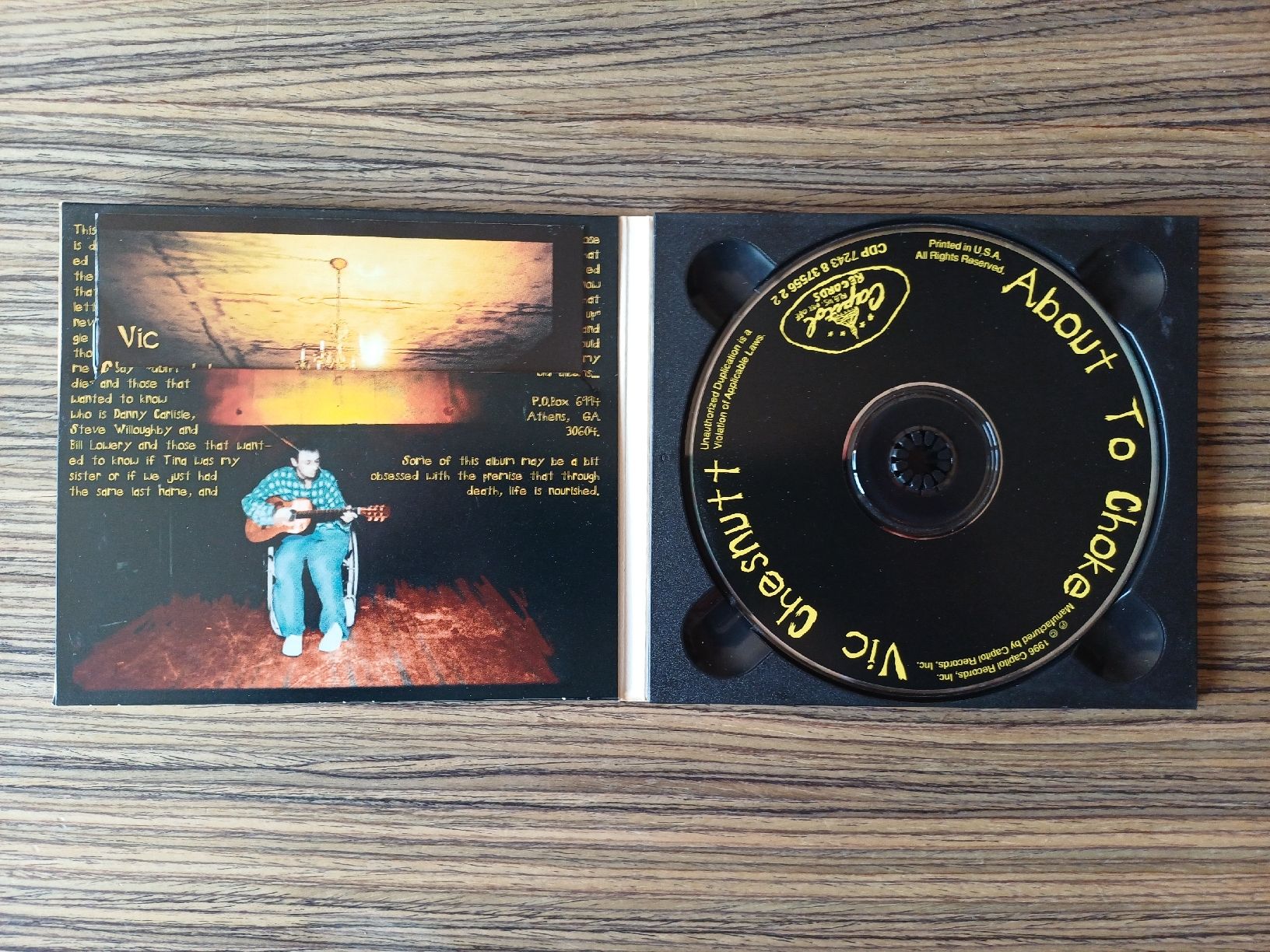 CD: Vic Chesnutt "About to choke" CD digipack – Usato da Begnins venduto da Drastic-Sound 2