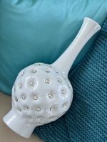 Grosse ältere Glitzer Vase Gefäss Figur Skulptur Kristalle
