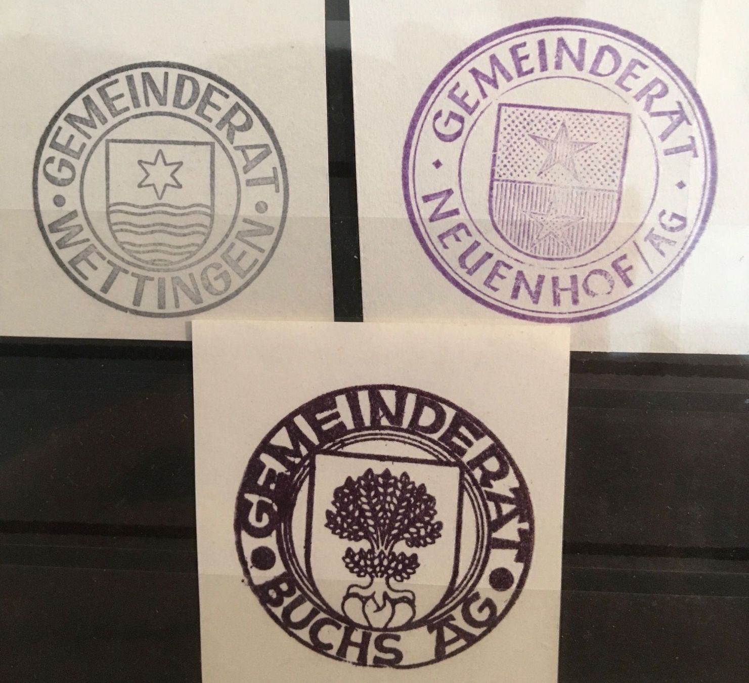 Tutti i francobolli: 3 Stempel Aargauer Gemeinde, Ausschnitte – Usato da Hunzenschwil venduto da nixnevis