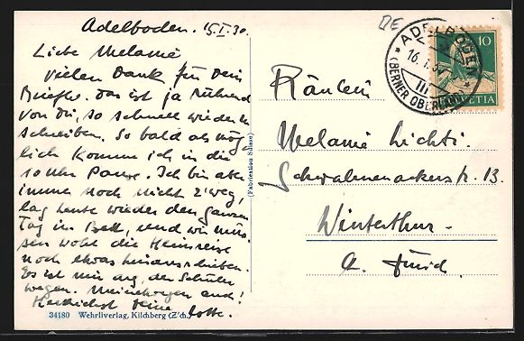 Cartoline postali: Adelboden, Lohner, Gebäude mit Gipfelpa – Usato da Berlin venduto da bartko-reher 1