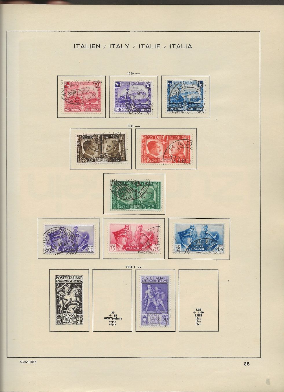 Alle Briefmarken: Marken Italien 1938 bis 1947 – Gebraucht aus Au ZH von xelagreb01 2