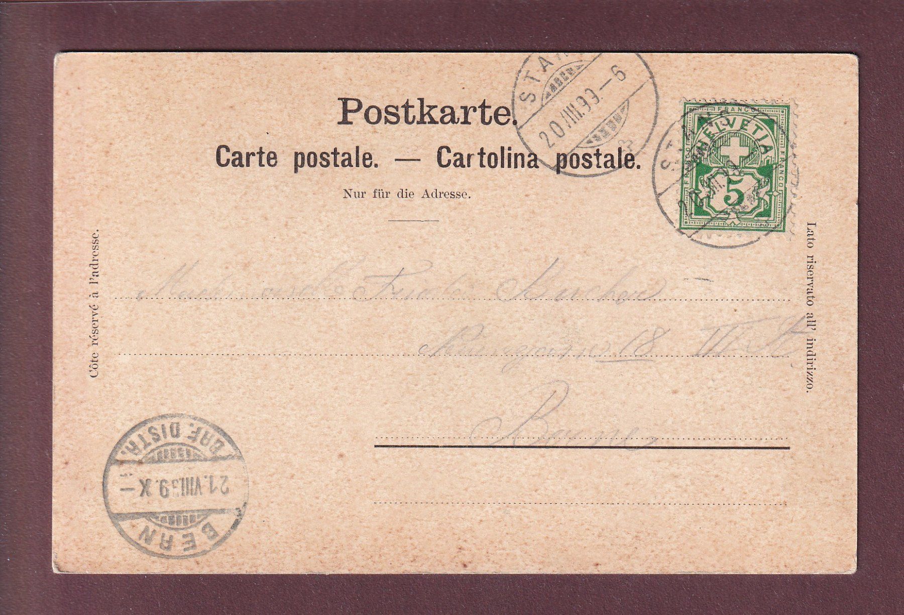 Cartoline postali: STANS - Winkelried-Denkmal - 1899 – Usato da Pully venduto da nicecards 1