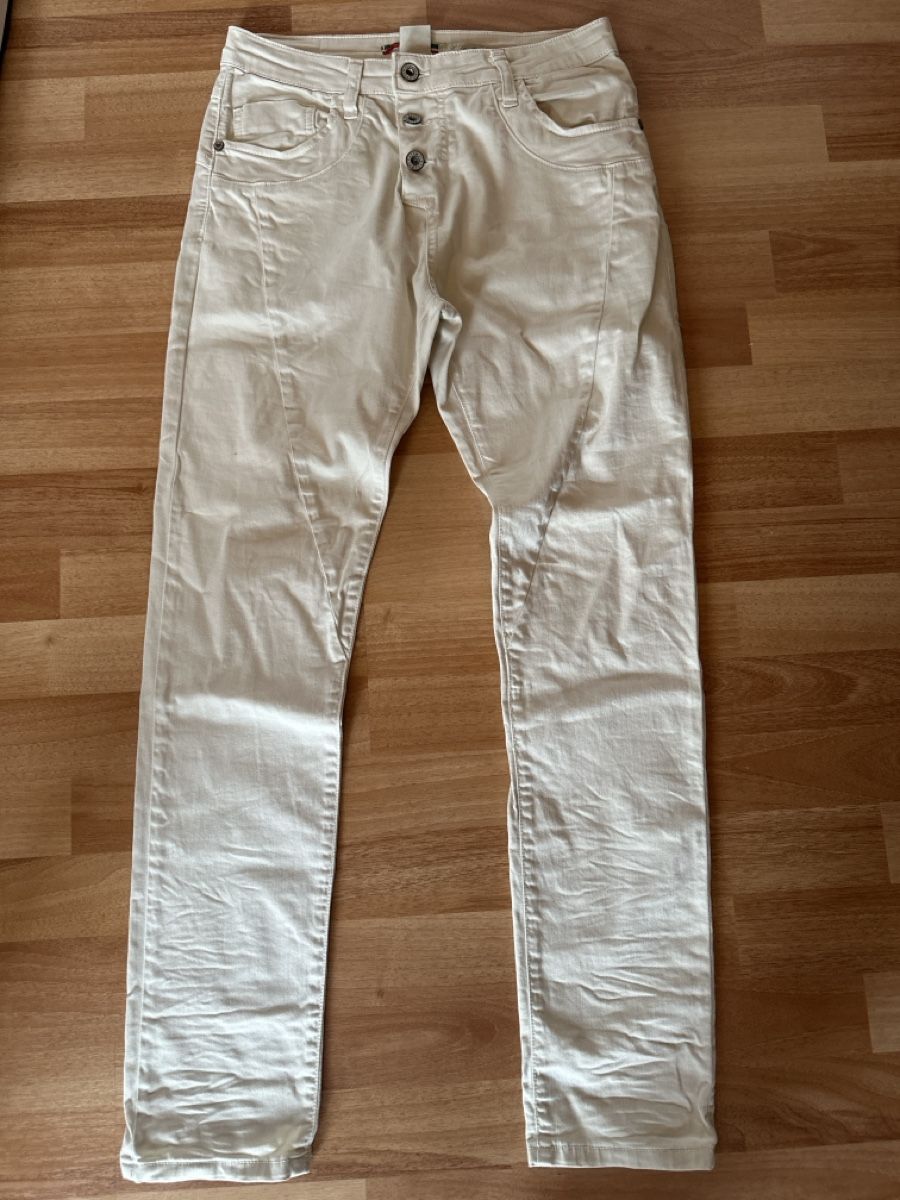 Please Jeans Pantaloni: Please Hose, Gr. XS beige einf. Bundweite ca. 36 cm – Usato da Wald AR venduto da sar_x867