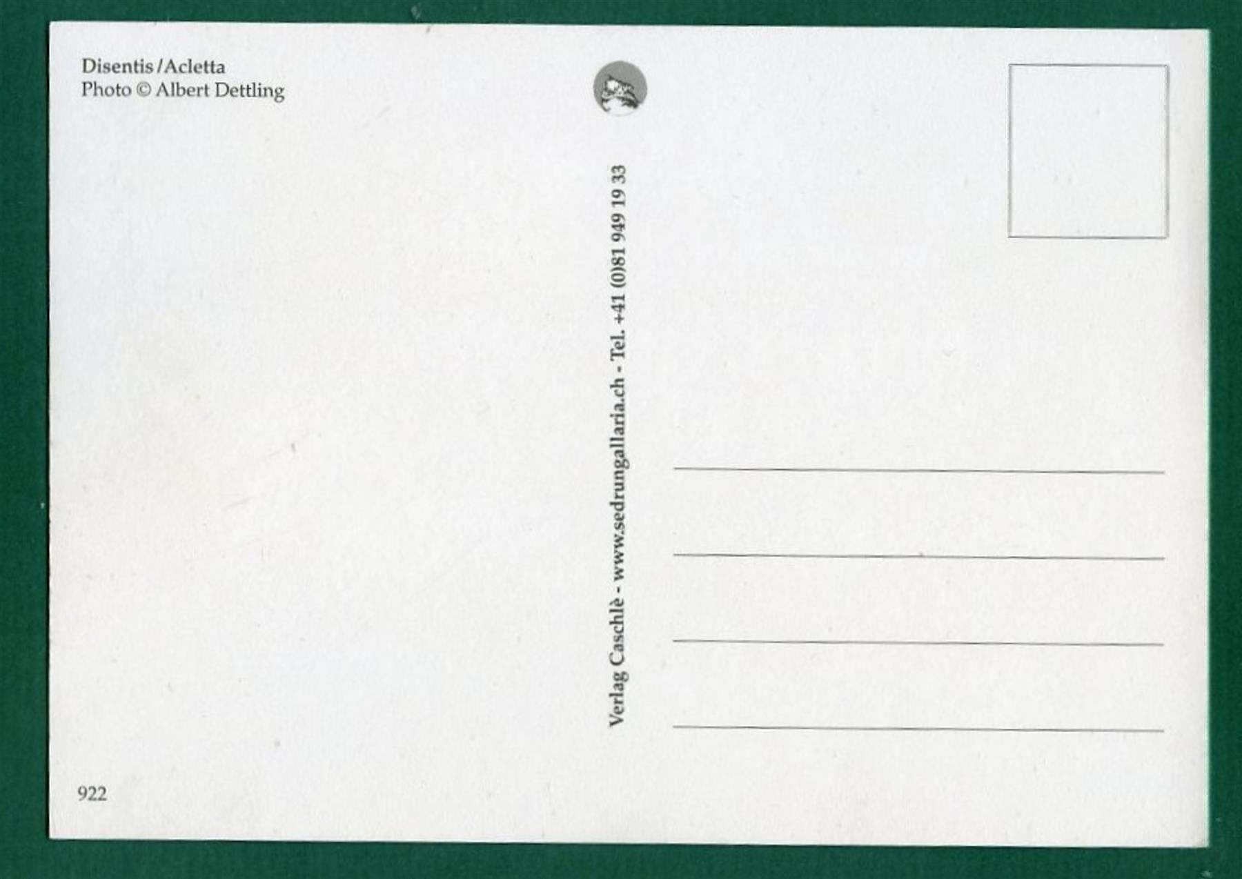Cartoline postali: Disentis / Acletta, ungelaufen, Grossformat, ca. 1998 – Usato da Sargans venduto da Hausi1951 1