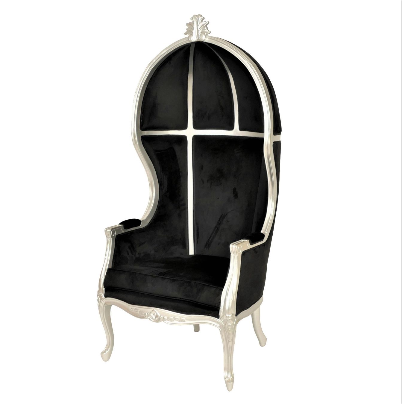 Sessel: Barock Canopy Sessel Silber/schwarz Samt – Gebraucht aus Wallisellen von kingschair 1
