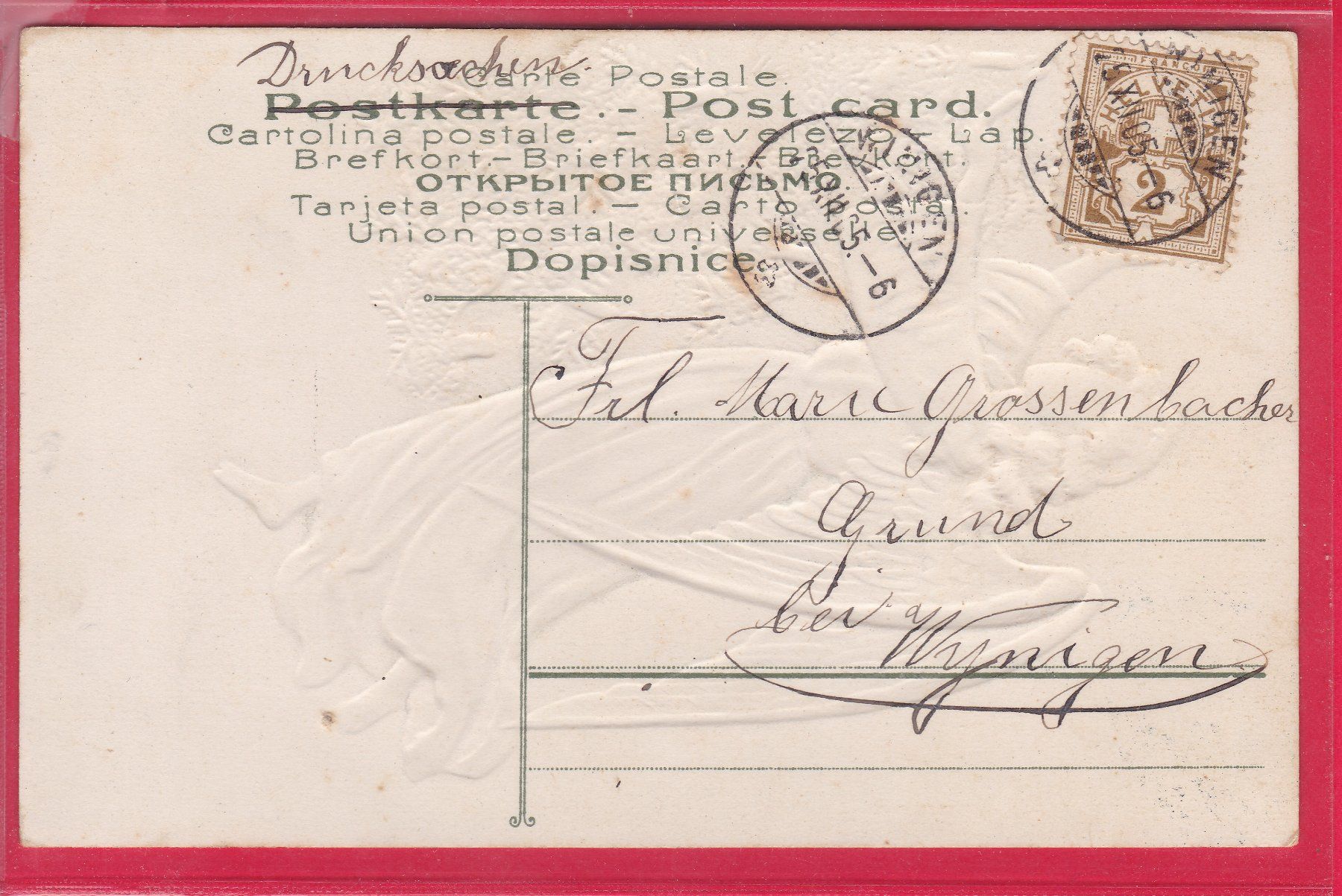 Cartoline postali: PRÄGE - ENGEL - WEIHNACHTSKARTE, 25.12.1905 – Usato da Oberrieden venduto da Gebirgsstelze 1