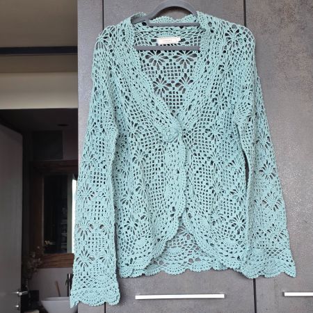 🐸 CREAM CARDIGAN GEHÄKELT STRICKJACKE JÄGGLI HÄKELJACKE