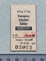 Kempten - Fehraltorf / Bubikon, 19.10.1983, SBB Billett