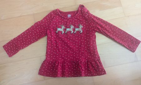 Langarmshirt Fred & Flo rot Rentier 12-18 Monaten