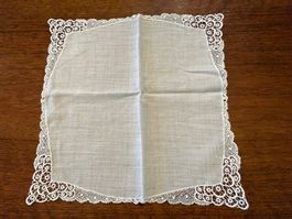 Taschentuch mit Spitze weiss quadratisch gebraucht