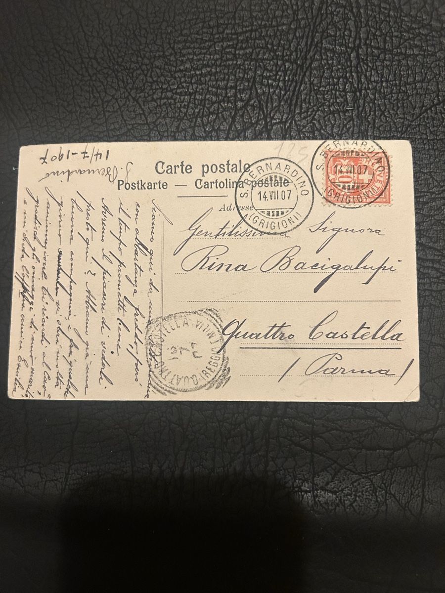 Ansichtskarten: San Bernardino 1907 – Gebraucht aus Breganzona von Milesbo 1