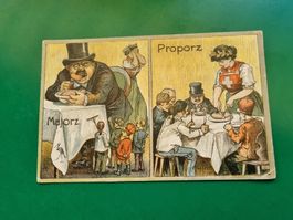 Proporz-Postkarte "Majorz und Proporz" 1910 ungelaufen