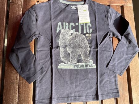 Vertbaudet Bio Langarmshirt Gr. 128 Arctic Eisbär Neu & OVP!