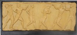 Relief altgriechische Männerschau aus Ton, gerahmt UNIKAT