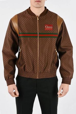 NEU! GUCCI BOMBER Bowlingjacke Braun Brown Leather Gr. S/M