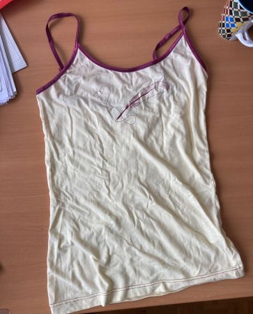 Spaghetti Top Baumwolle gelb mit Print