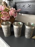 3 wunderschöne schwere Zinnbecher