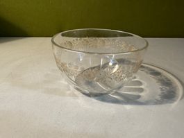 Glas Schale Blumendekor Vintage Deko Schüssel