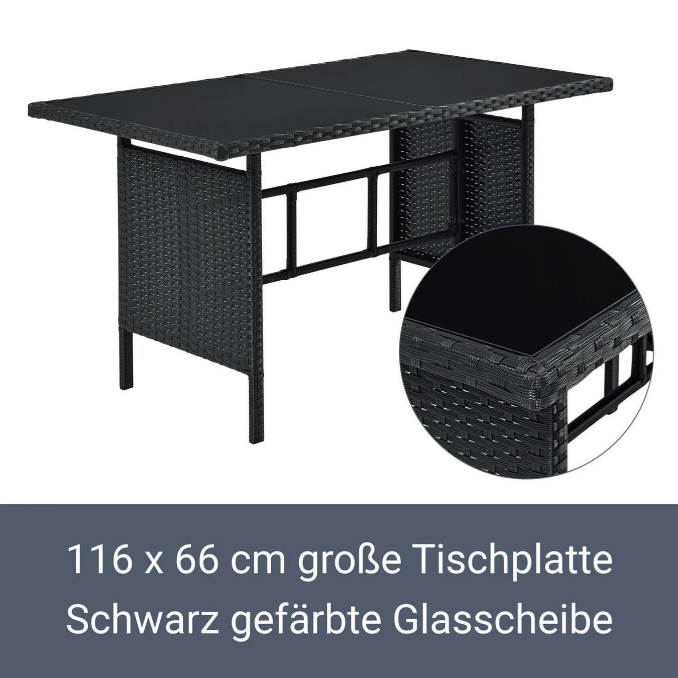 Set di tavolo e panche: Polyrattan Lounge Manacor schwarz Gartenlounge mit Sofa – Nuovo e nell'imballaggio originale da Wallenwil venduto da toesstal-vertrieb 2