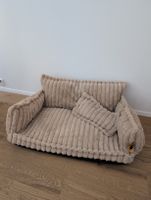 Hundebett mit Kissen, beige, flauschig, 80x50cm, waschbar