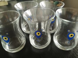 Türkische Teegläser – Blaues Auge (5 Stück)