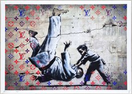 Death NYC Ltd Ed Pop Art Druck " Vuitton Banksy Fighting Boy