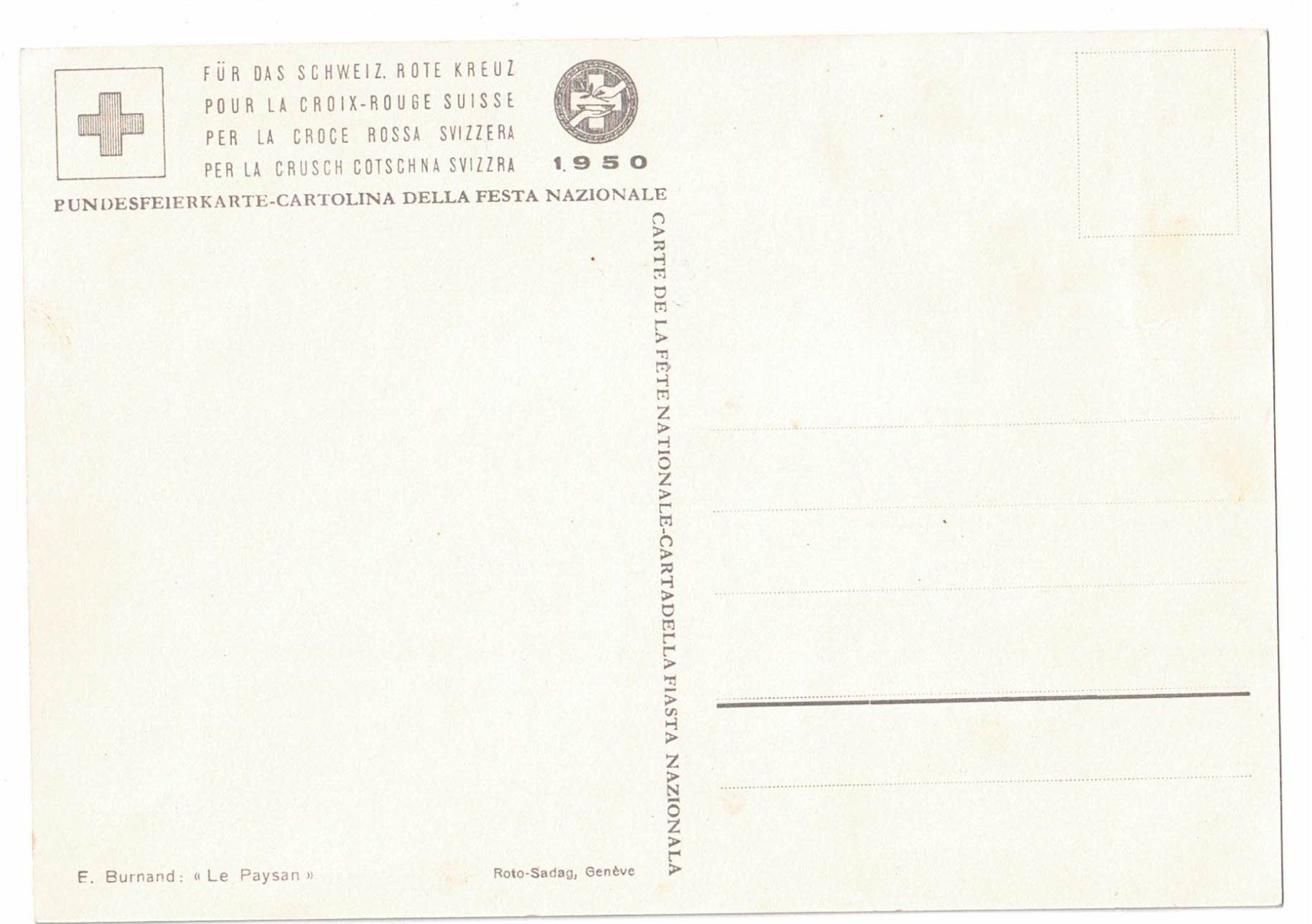 Cartoline postali: Bundesfeierkarte 1950 – Usato da Ebnat-Kappel venduto da fli_h5kc 1
