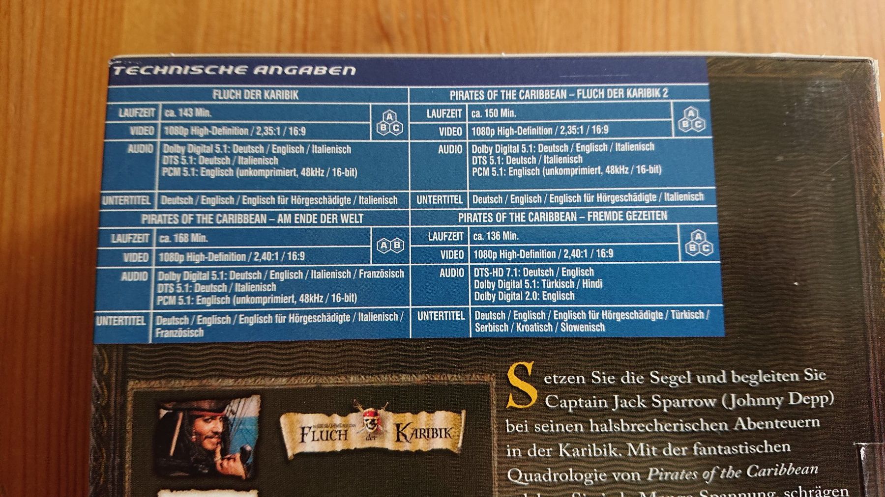 Tutti i DVDs: FLUCH DER KARIBIK 1 bis 4 auf Blu-Ray – Usato da Wilderswil venduto da Exebub 4