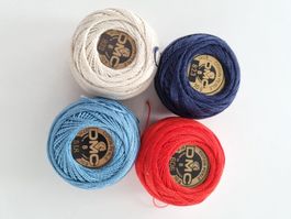 DMC Coton Perlé Nr. 8 Royal Navy Palette 4 Farben