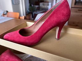 Damen Pumps Leder Wildleder rot Grösse 39
