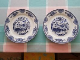 Wandteller/Sammelteller neuwertig blau/weiss alt Vintage