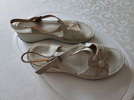 Sandales TBS en cuir véritable blanc, taille 40